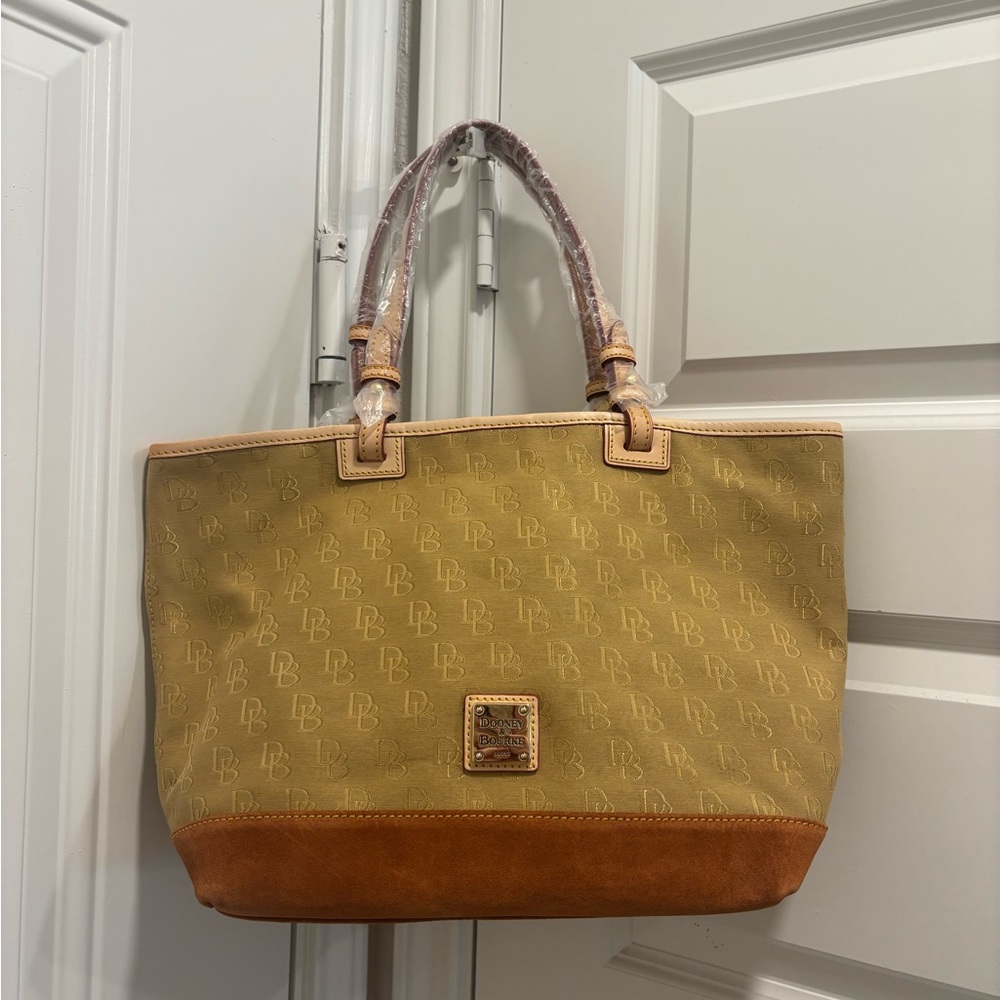 Dooney & Bourke Tan and Brown Logo Tote